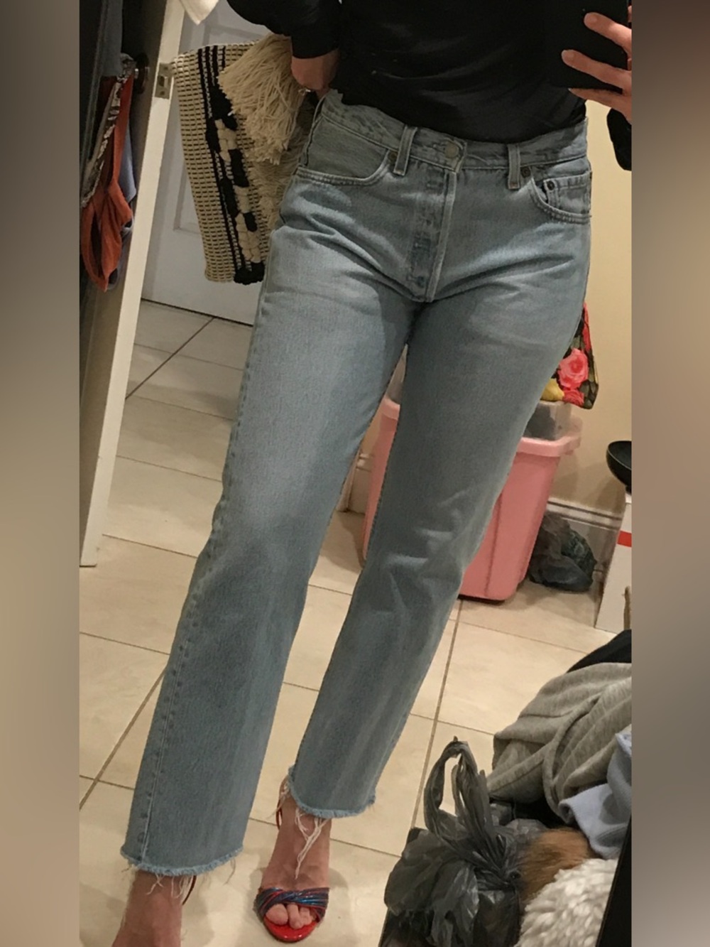 Vintage Levi's 501’s Jeans in Light Wash Blue - Straight Leg